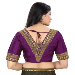 Generic Women's Banglory Embroidery Readymade Blouse (Magenta, Size: Free Size)