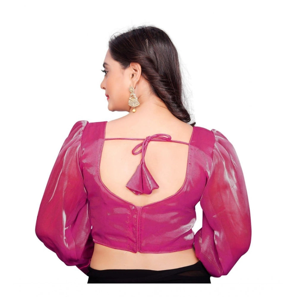 Generische Damen-Organza-Bluse, einfarbig, Fertigbluse (Rosa, Größe: Einheitsgröße)