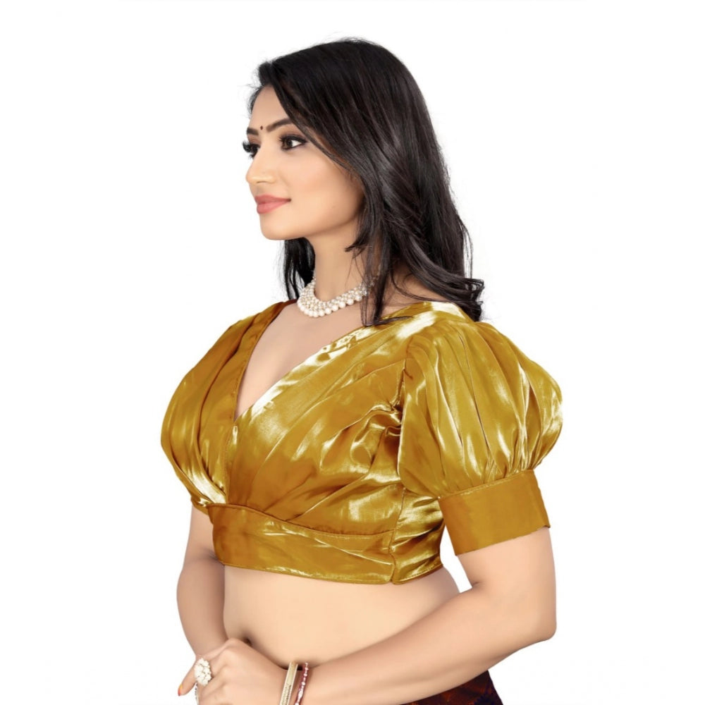 Generische Damen-Organza-Bluse, einfarbig, Fertigbluse (Metallic-Gold, Größe: Einheitsgröße)