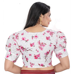 Generische Damen-Konfektionsbluse aus Baumwollmischung mit Blumenmuster (Rosa, Größe: Einheitsgröße)