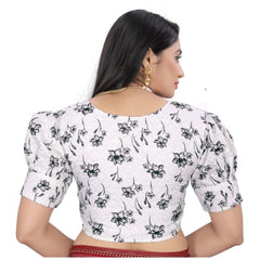 Generic Women's Cotton Blend Floral Readymade Blouse (Black, Size: Free Size)