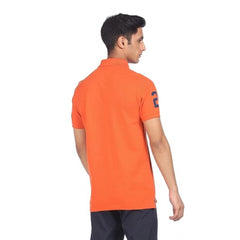 Generisches Herren-T-Shirt mit halblangen Ärmeln und Polokragen aus massiver Baumwolle (Orange)