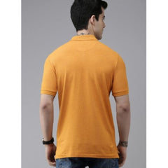 Generic Men's Casual Half sleeve Solid Cotton Polo Neck T-shirt (Mustard)