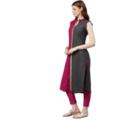 Generisches lässiges, ärmelloses Kurti- und Hosen-Set aus massivem Krepp für Damen (Pink)