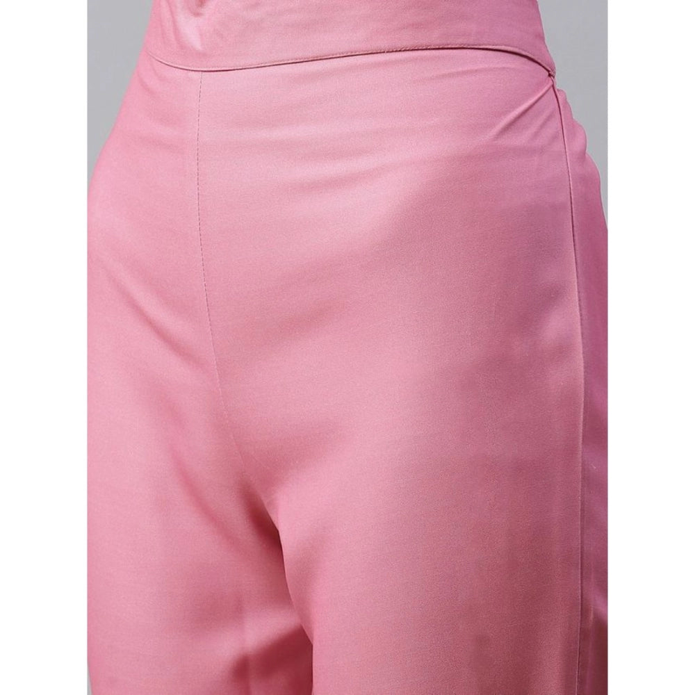 Generisches Damen-Set aus lässigem Kurti und Hose mit 3–4-Ärmeln und Blumenmuster aus Viskose (Pink)