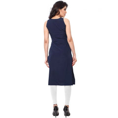 Generisches lässiges ärmelloses Kurti aus massivem Krepp für Damen (blau)