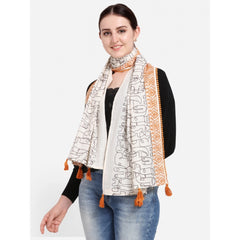 Generic Women's Cotton Opaque Stole (Offwhite , Length: 1.5 to 2 Mtr)