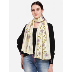 Generic Women's Cotton Opaque Stole (Lemon, Length: 1.5 to 2 Mtr)