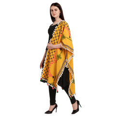 Generic Women's Cotton Embroidered Dupatta (Mustuard, Length: 1.5 to 2 Mtr)