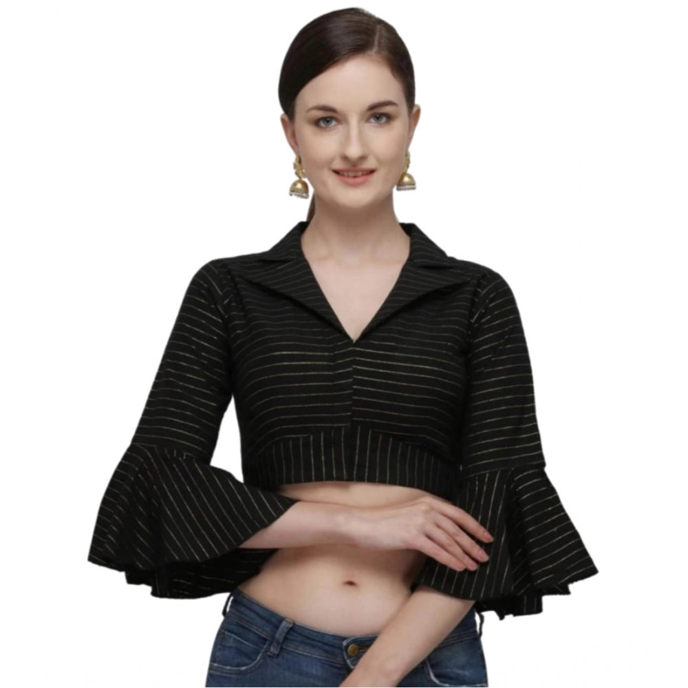 Generische Damen-Konfektionsbluse aus Baumwolle mit Streifen (Schwarz, Größe: Einheitsgröße)