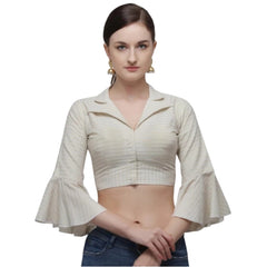 Generische Damen-Konfektionsbluse aus Baumwolle mit Streifen (Beige, Größe: Einheitsgröße)