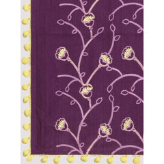 Generic Women's Cotton Embroidered Dupatta (Purple, Length: 0.5 to 1 Mtr)