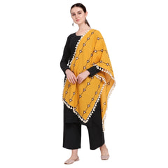 Generic Women's Cotton Embroidered Dupatta (Mustuard, Length: 0.5 to 1 Mtr)