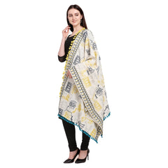 Generic Women's Cotton Embroidered Dupatta (Off White, Length: 0.5 to 1 Mtr)