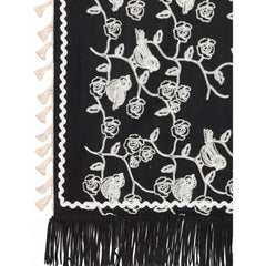 Generic Women's Cotton Embroidered Dupatta (Black, Length: 0.5 to 1 Mtr)