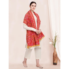 Generic Women's Cotton Embroidered Dupatta (Red, Length: 0.5 to 1 Mtr)