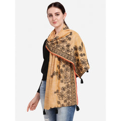 Generic Women's Cotton Opaque Stole (Orange, Length: 1.5 to 2 Mtr)