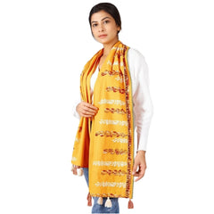 Generic Women's Cotton Opaque Stole (Yellow, Length: 1.5 to 2 Mtr)