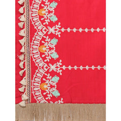 Generic Women's Cotton Embroidered Dupatta (Red, Length: 1.5 to 2 Mtr)