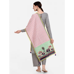 Generic Women's Cotton Embroidered Dupatta (Off White, Length: 1.5 to 2 Mtr)