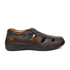 Generic Men's Leather Solid Roman Sandel (Brown)