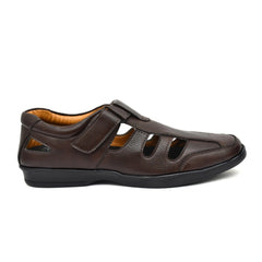 Generic Men's Leather Solid Roman Sandel (Brown)