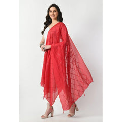 Generic Women's Chanderi Self Degine Dupatta (Rani, Length: Free Size)