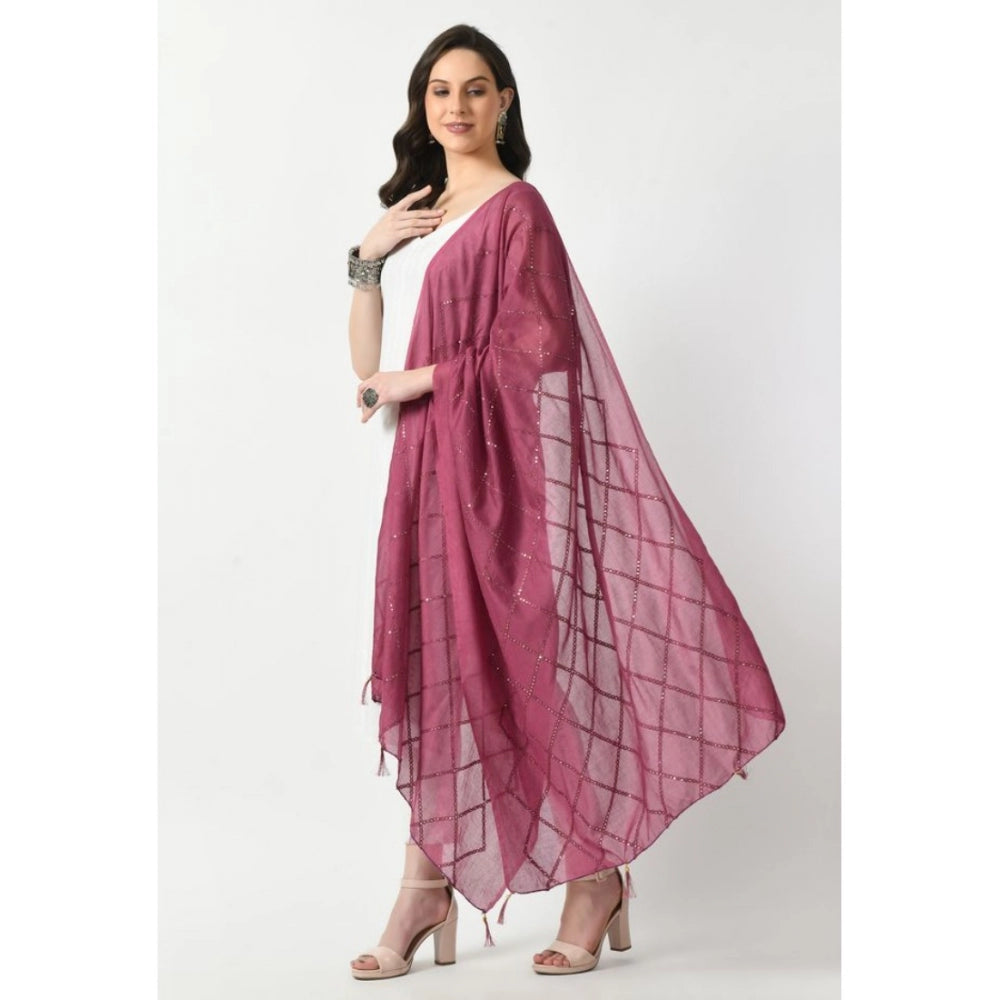 Generic Women's Chanderi Self Degine Dupatta (Levender, Length: Free Size)