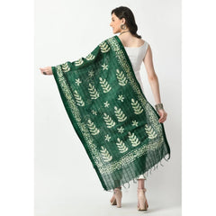 Generic Women's Cotton Printed Dupatta (Green, Length: Free Size)