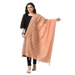 Generic Women's Chanderi Self Degine Dupatta (Peach, Length: Free Size)