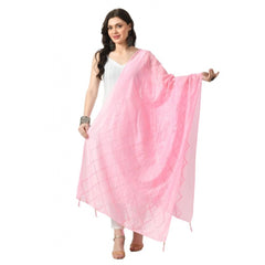 Generic Women's Chanderi Self Degine Dupatta (Pink, Length: Free Size)