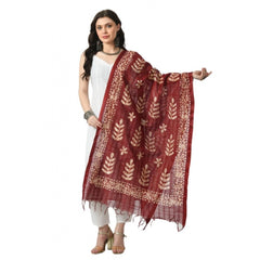 Generic Women's Cotton Printed Dupatta (Maroon, Length: Free Size)