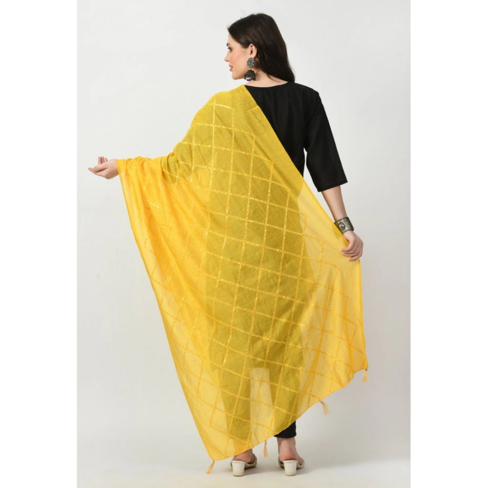 Generic Women's Chanderi Self Degine Dupatta (Yellow, Length: Free Size)