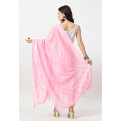 Generic Women's Chanderi Self Degine Dupatta (Pink, Length: Free Size)