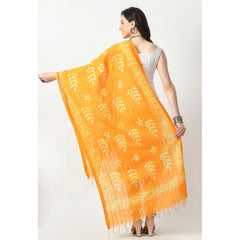 Generic Women's Cotton Printed Dupatta (Yellow, Length: Free Size)