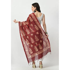 Generic Women's Cotton Printed Dupatta (Maroon, Length: Free Size)