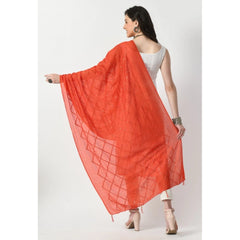 Generic Women's Chanderi Self Degine Dupatta (Orange, Length: Free Size)