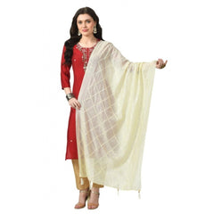 Generic Women's Chanderi Self Degine Dupatta (Off White, Length: Free Size)