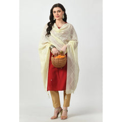 Generic Women's Chanderi Self Degine Dupatta (Off White, Length: Free Size)