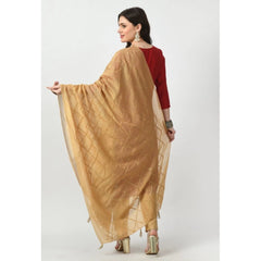 Generic Women's Chanderi Self Degine Dupatta (Gold, Length: Free Size)