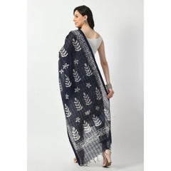 Generic Women's Cotton Printed Dupatta (Blue, Length: Free Size)