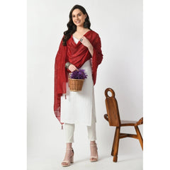 Generic Women's Chanderi Self Degine Dupatta (Maroon, Length: Free Size)