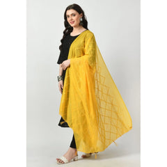 Generic Women's Chanderi Self Degine Dupatta (Yellow, Length: Free Size)