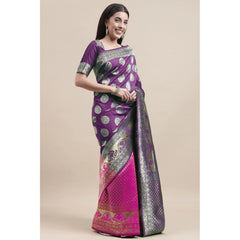 Generic Women's Kanjivaram Silk Designer Weaving Saree With Unstitched Blouse (Voilet &amp; Purple, 5.50 Mtrs)