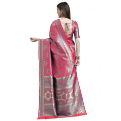 Generic Women's Banarasi Silk Designer Weaving Saree With Unstitched Blouse (Pink, 5.50 Mtrs)