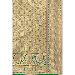 Generic Women's Banarasi Silk Designer Weaving Saree With Unstitched Blouse (Green, 5.50 Mtrs)