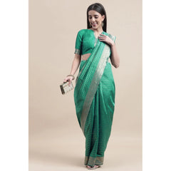 Generic Women's Kanjivaram Silk Designer Weaving Saree With Unstitched Blouse (Green, 5.50 Mtrs)