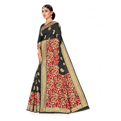 Generic Women's Banarasi Silk Designer Weaving Saree With Unstitched Blouse (Black, 5.50 Mtrs)