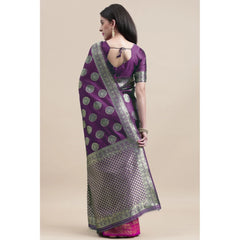 Generic Women's Kanjivaram Silk Designer Weaving Saree With Unstitched Blouse (Voilet &amp; Purple, 5.50 Mtrs)