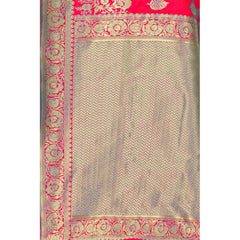 Generic Women's Banarasi Silk Designer Weaving Saree With Unstitched Blouse (Pink, 5.50 Mtrs)